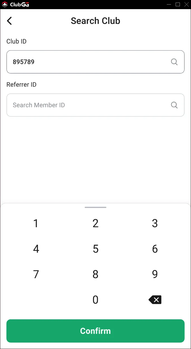 Enter Club ID